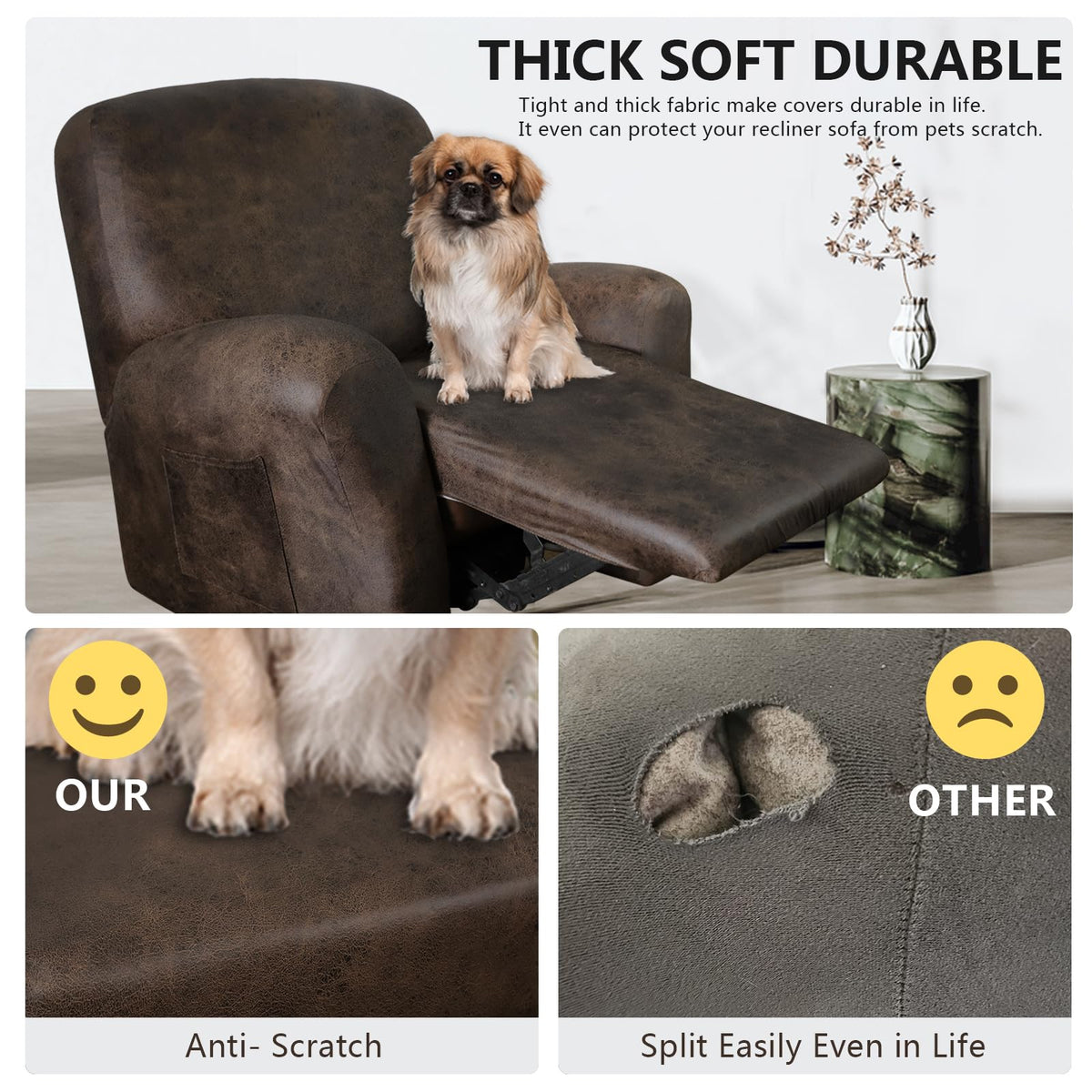 ANARACHON leather-like recliner cover left arm adding style and coverage