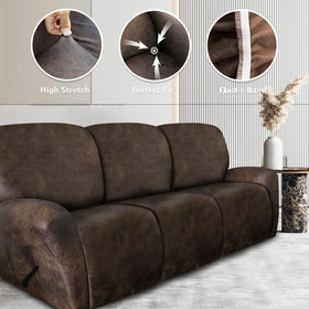 ANARACHON leather-look recliner cover fits 72-93 inch couches for three seats.