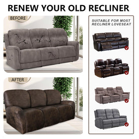ANARACHON leather-look recliner cover fabric-detail shows breathable, anti-pilling material.