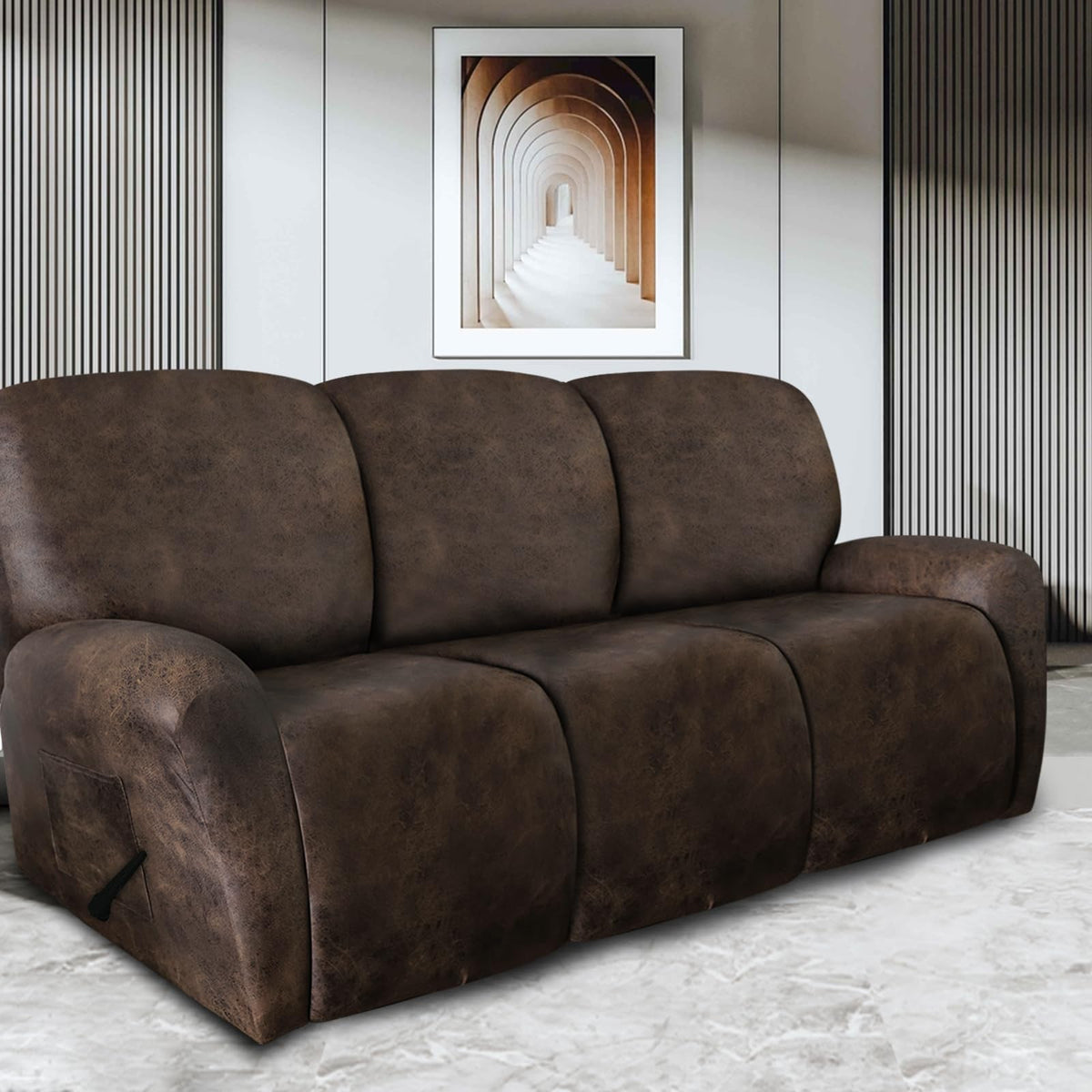 ANARACHON leather-look recliner cover footrest keeps legs protected and easy to clean.