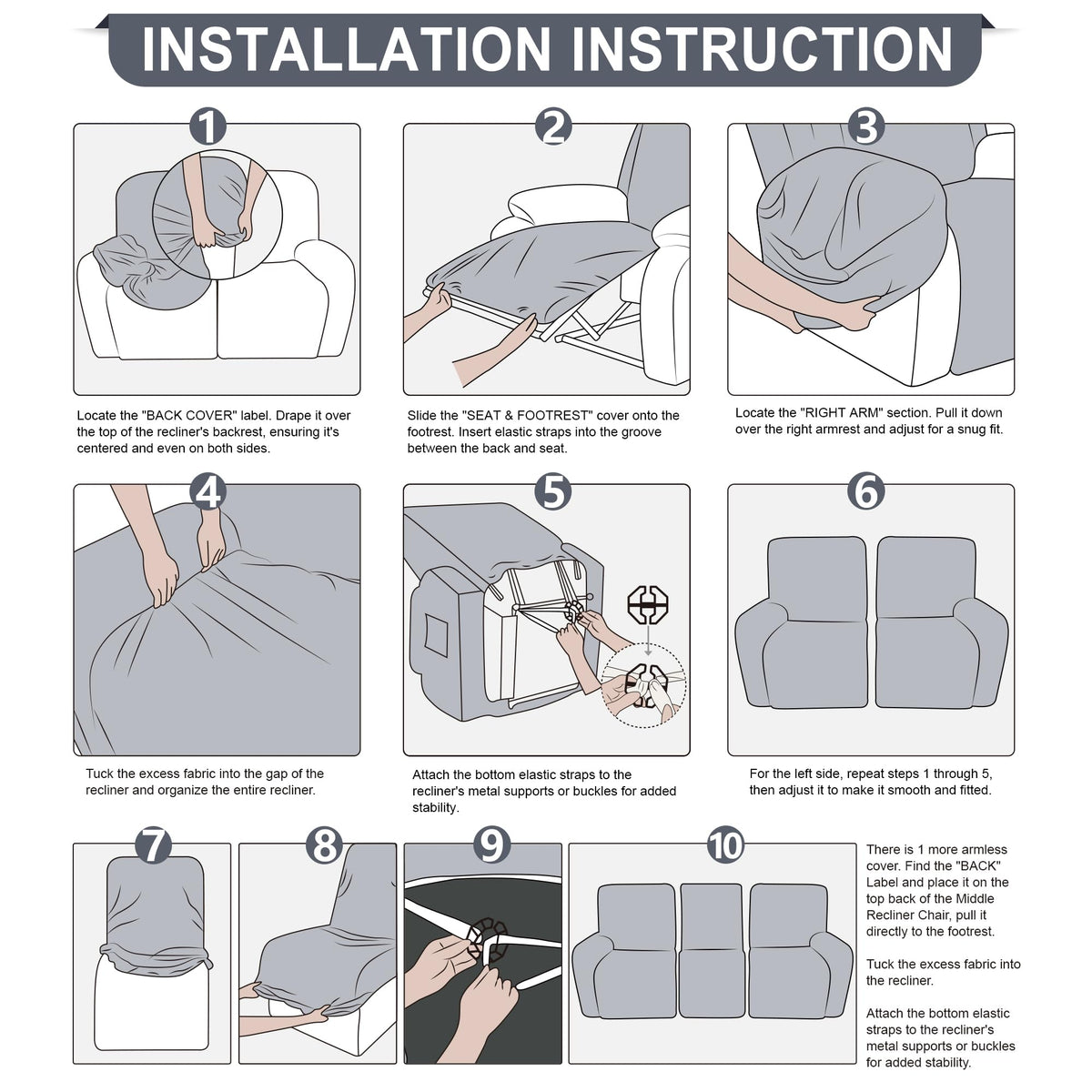 ANARACHON Leather Look Recliner Cover easy-care guide: cold wash and air dry.