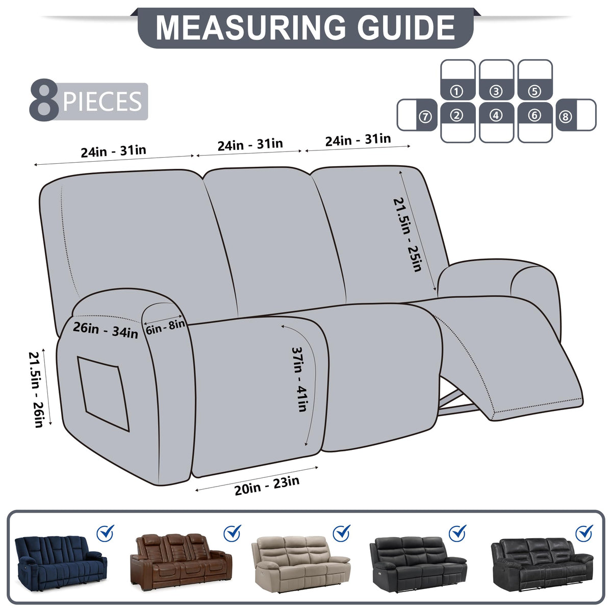 ANARACHON Leather Look Recliner Cover side pocket keeps remotes within easy reach.