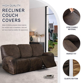 ANARACHON Leather Look Recliner Cover stretch fabric ensures easy slipping on and secure hold.