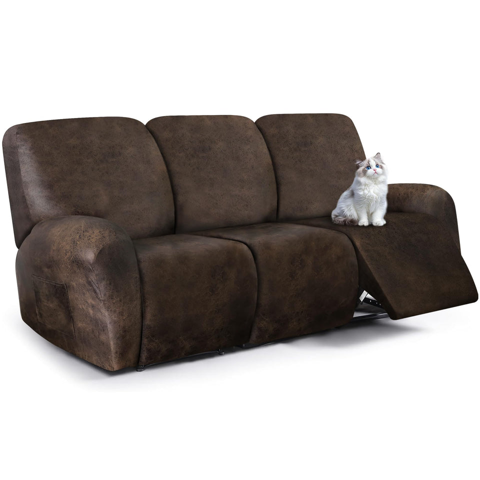 ANARACHON Leather Look Recliner Cover texture close-up showing soft, leather-like feel.
