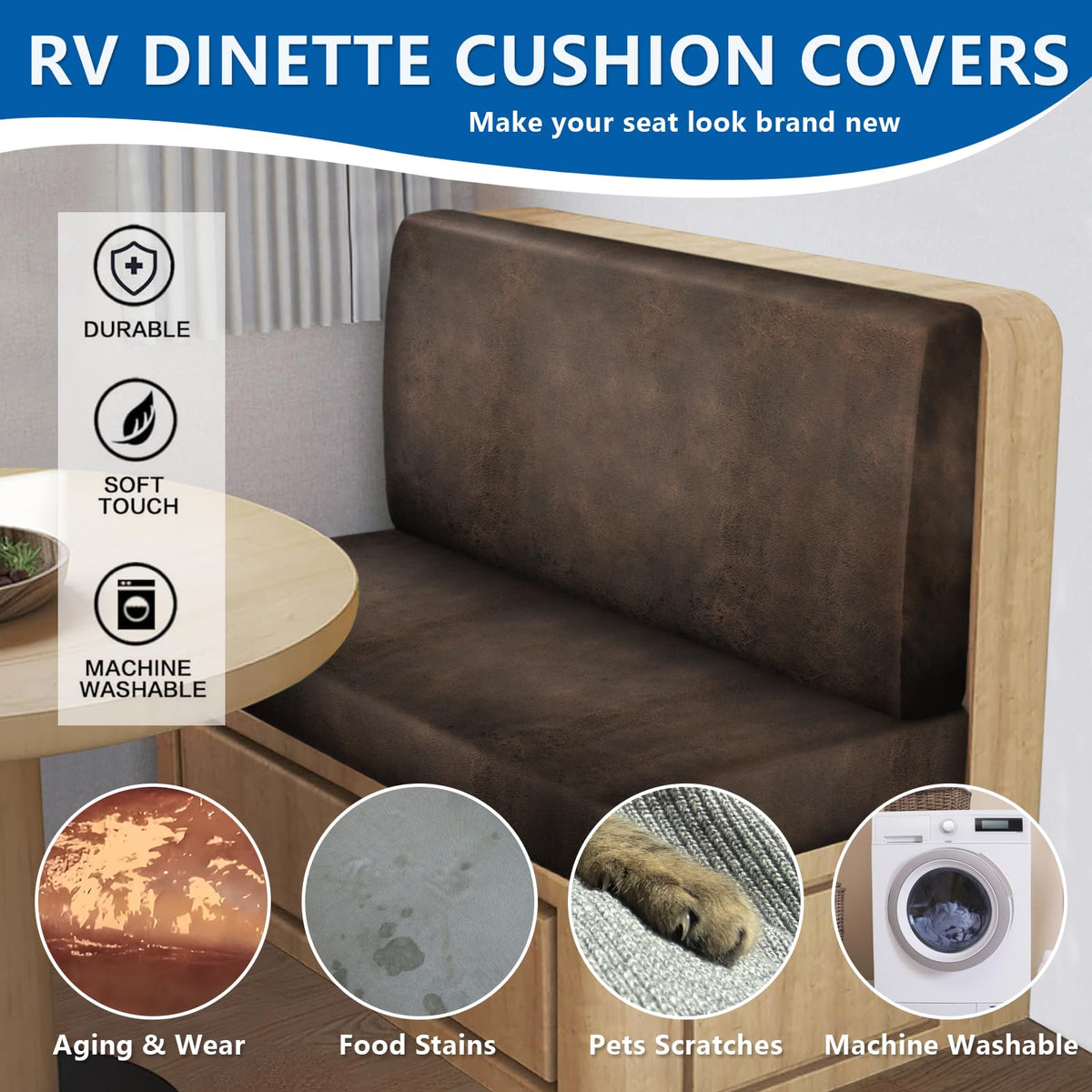 ANARACHON non-slip edge keeps RV cushions in place during journeys.