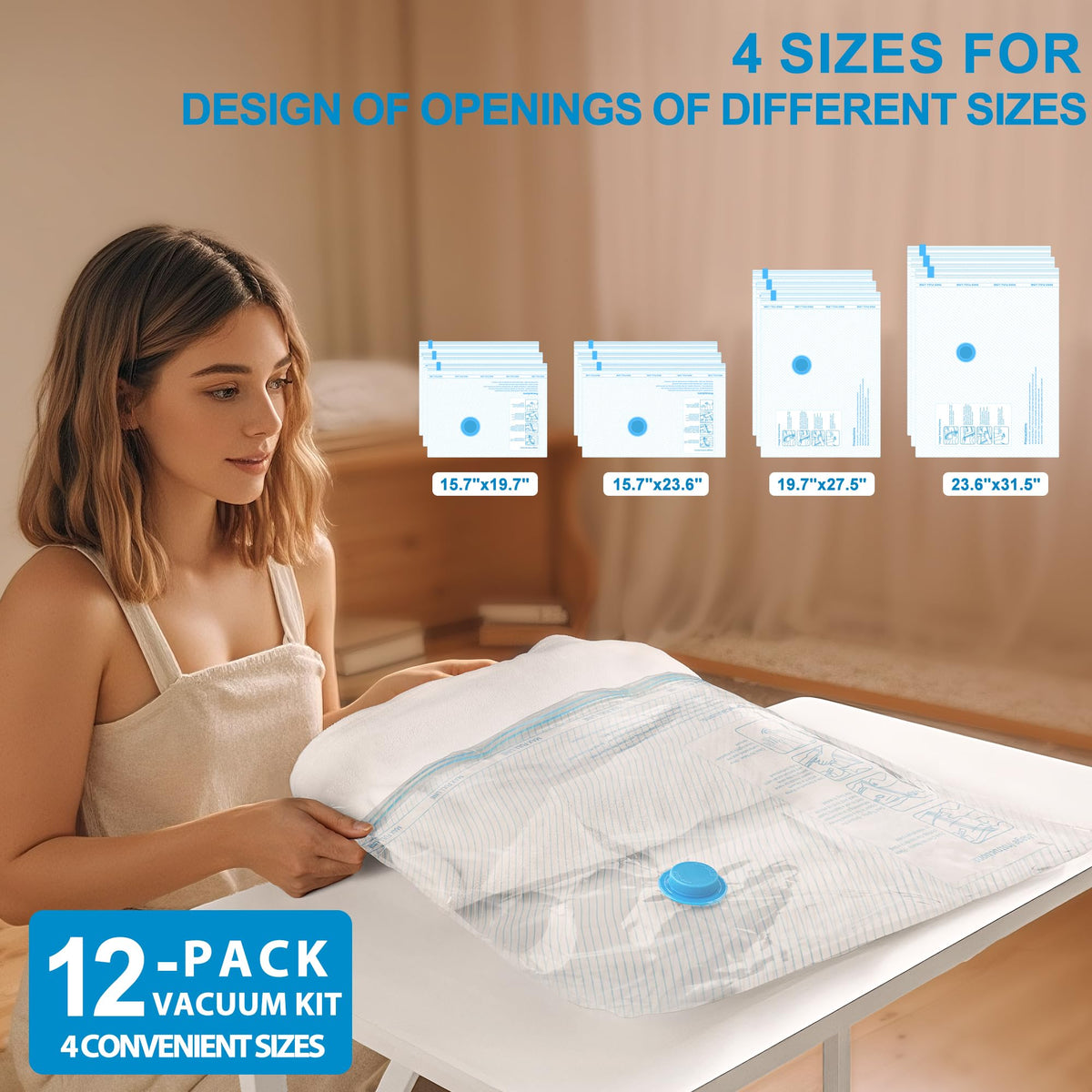 ANBIUX four-size set helps organized packing with S, M, L, XL bags
