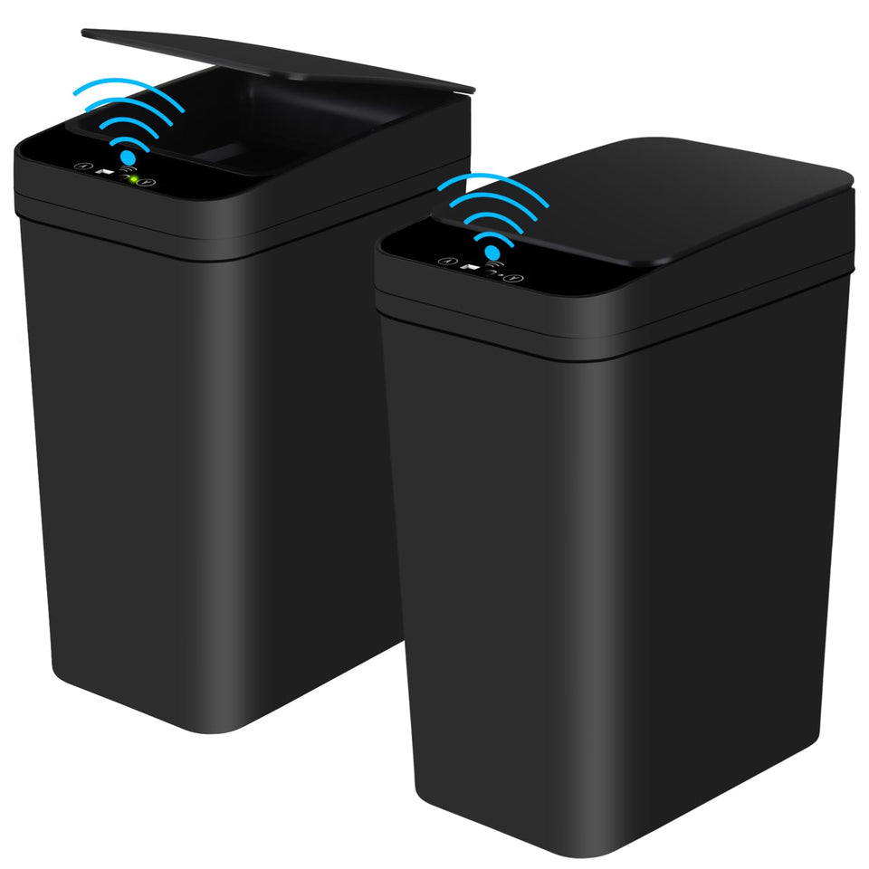 Anborry bathroom trash can with a 2.2 gallon slim sensor lid for compact spaces.