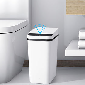 Anborry front view of the bathroom trash can showing its slim profile for compact spaces