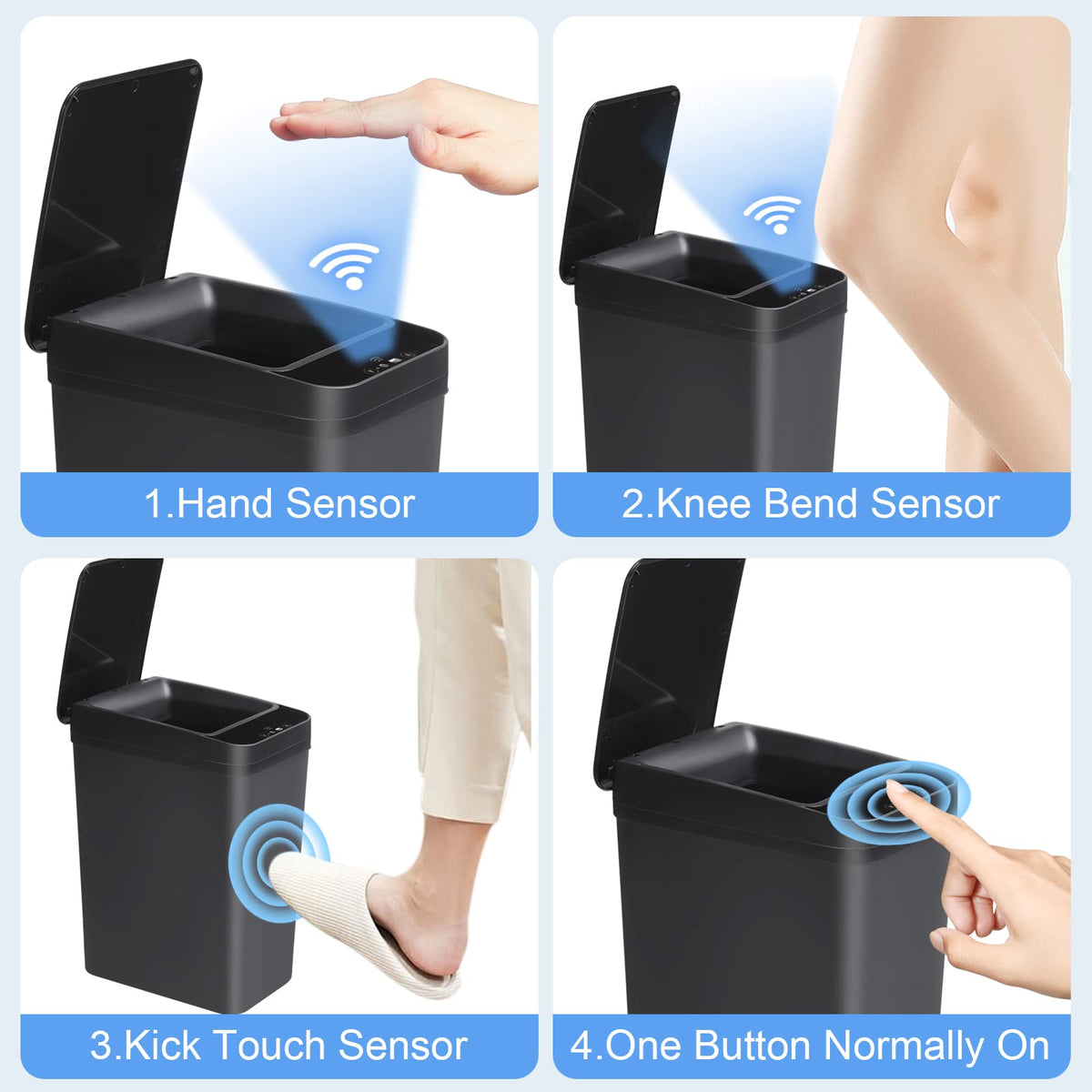 Anborry bathroom trash can silent operation with air-damping lid for night use.