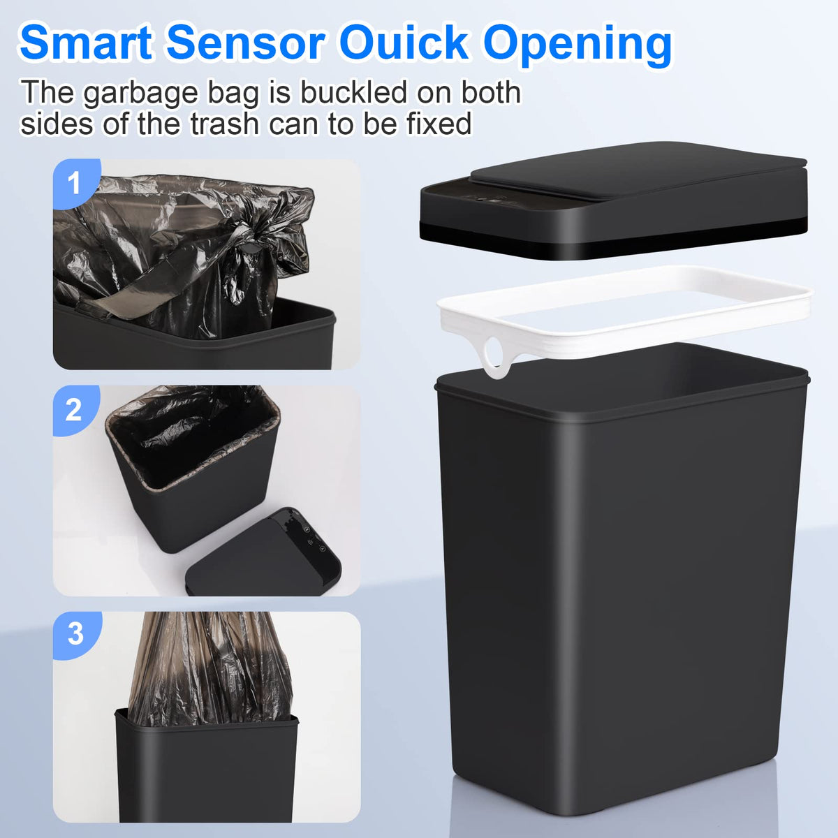 Anborry battery-powered sensor bin with quick response for easy use.