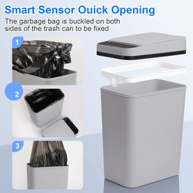 Anborry smart touchless trash can silent lid provides quiet operation.