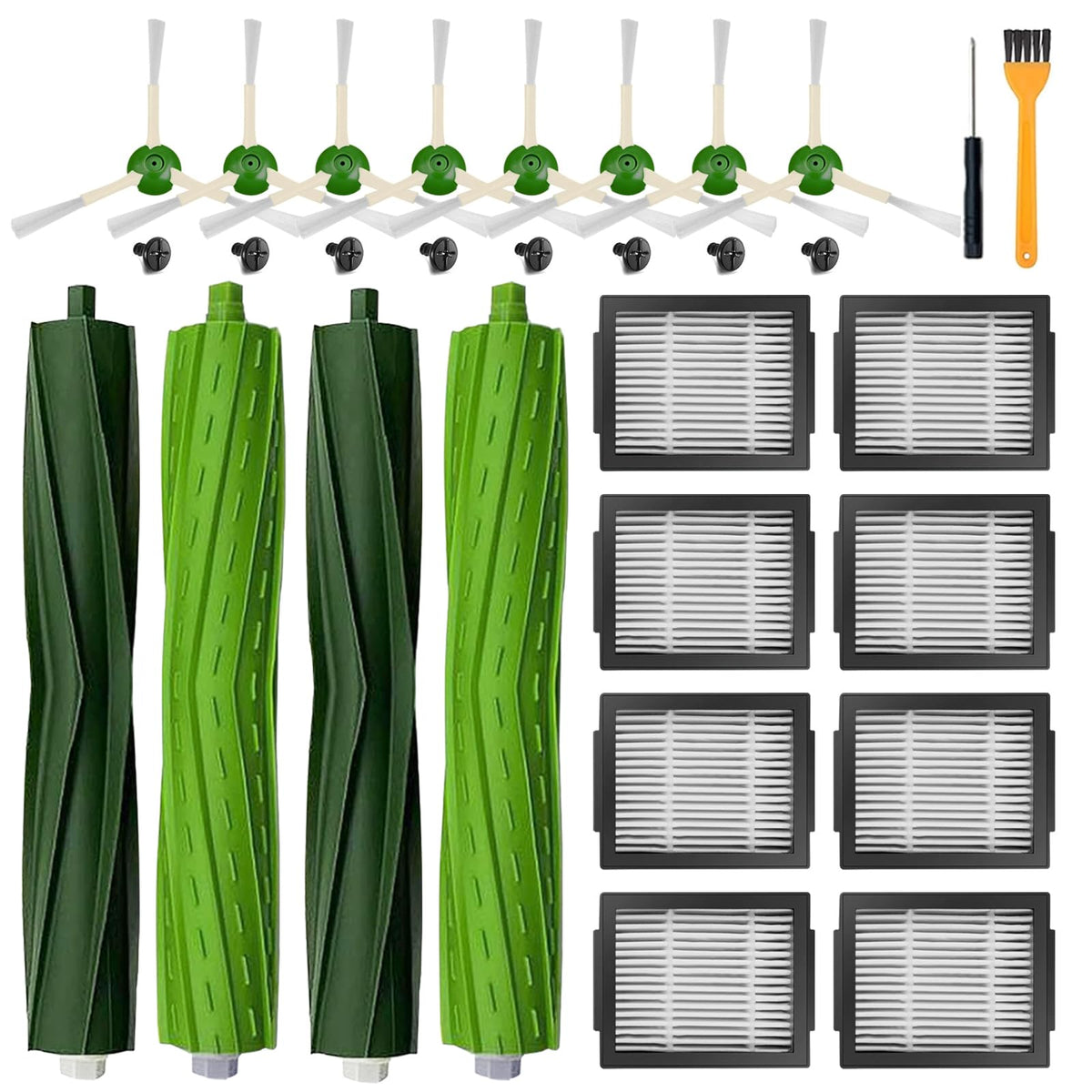 Anbowe Roomba rubber brush kit for hair-resistant cleaning and long-lasting suction.