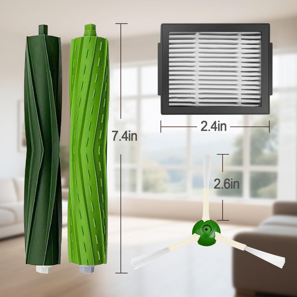Anbowe Roomba side-brushes image emphasizes edge cleaning and corner coverage.
