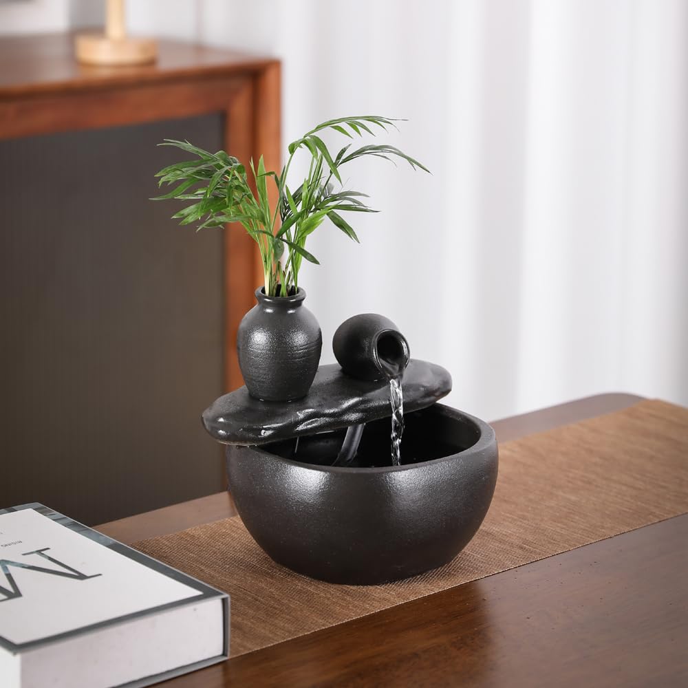 Andady ceramic fountain highlights compact design ideal for small spaces and cozy corners.