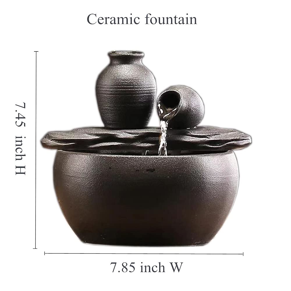 Andady fountain water pump included for steady, adjustable waterfall on desks or shelves.