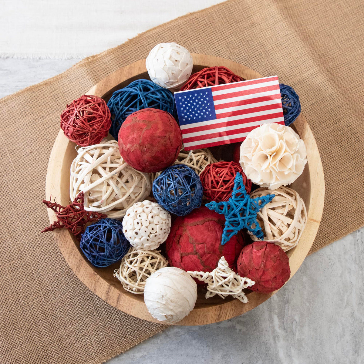 ANDALUCA 4th of July party decor adds a festive focal point.