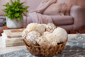 Andaluca decorative balls offer varied styles for versatile table styling.