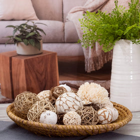Andaluca natural white balls add texture to home or office decor.