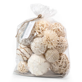 Andaluca large decorative balls with natural white tones for elegant centerpieces.