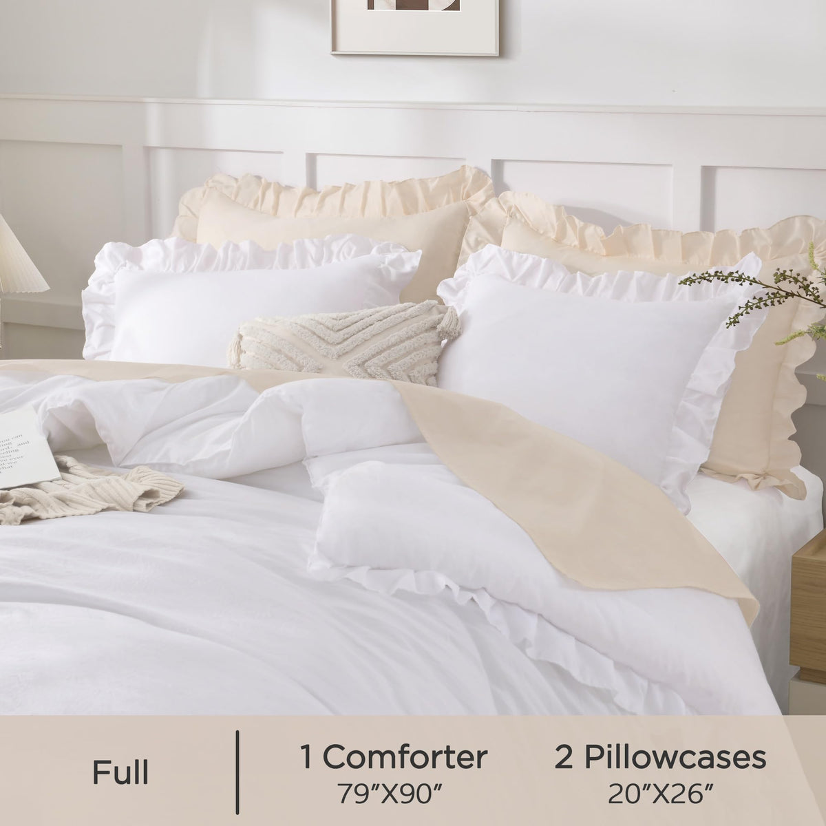 Andency ruffle design adds shabby chic elegance to your bedroom.