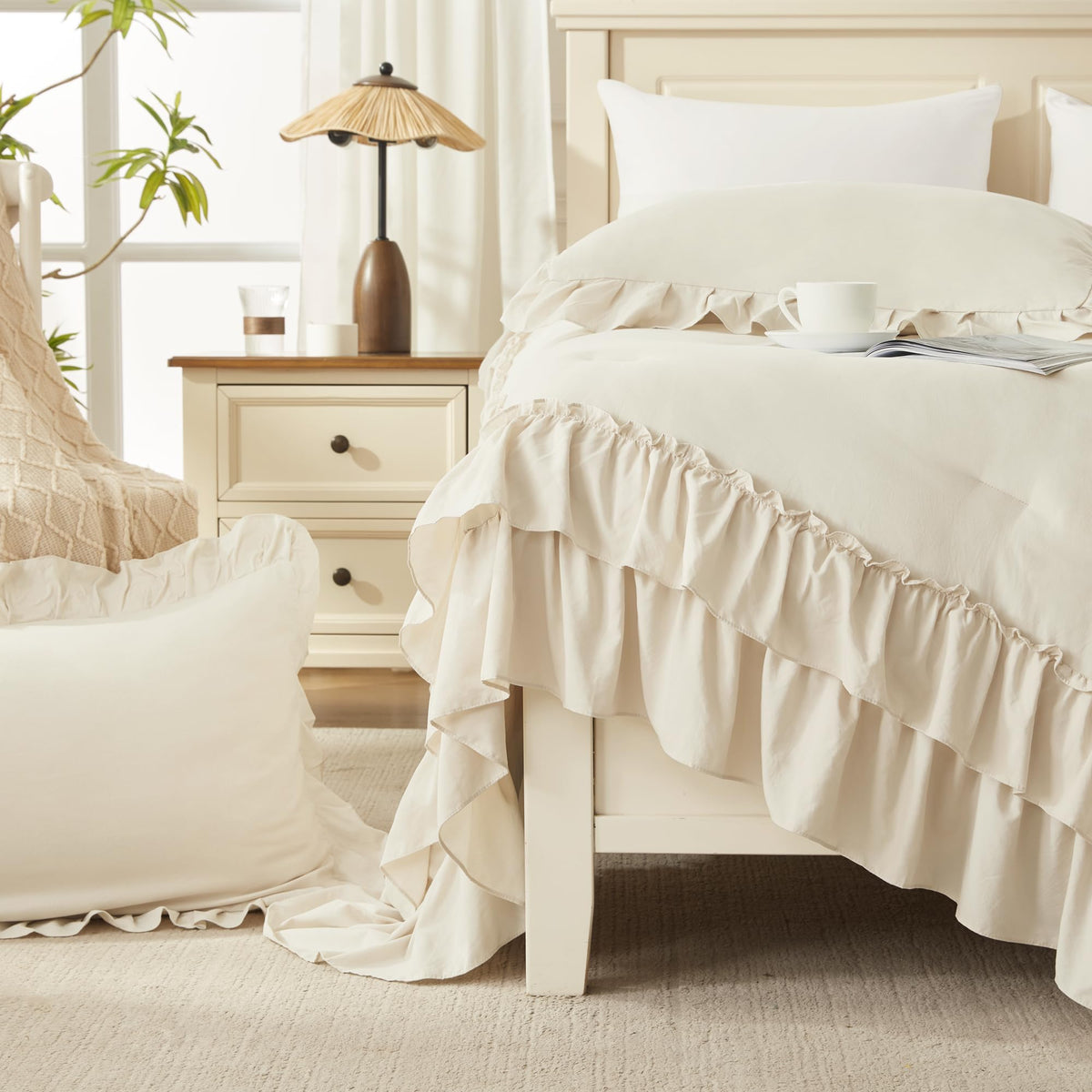 Andency beige queen comforter set all-season warmth and lightness