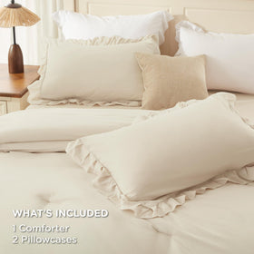 Andency beige queen comforter set bedroom styling in farmhouse chic