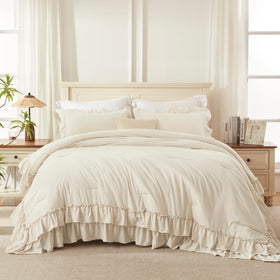 Andency beige queen comforter set fabric texture close-up feel