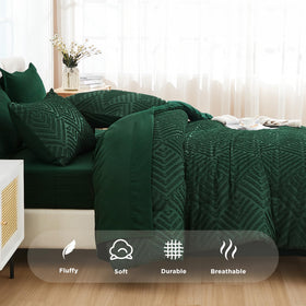 Andency comforter packaging opened to reveal the 7-piece set