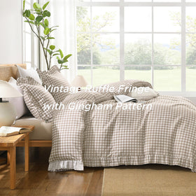 Andency Gingham Duvet Cover Queen corner ties keep duvet in place.