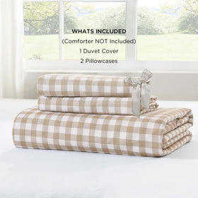 Andency Gingham Duvet Cover Queen farmhouse style complements shabby chic rooms.