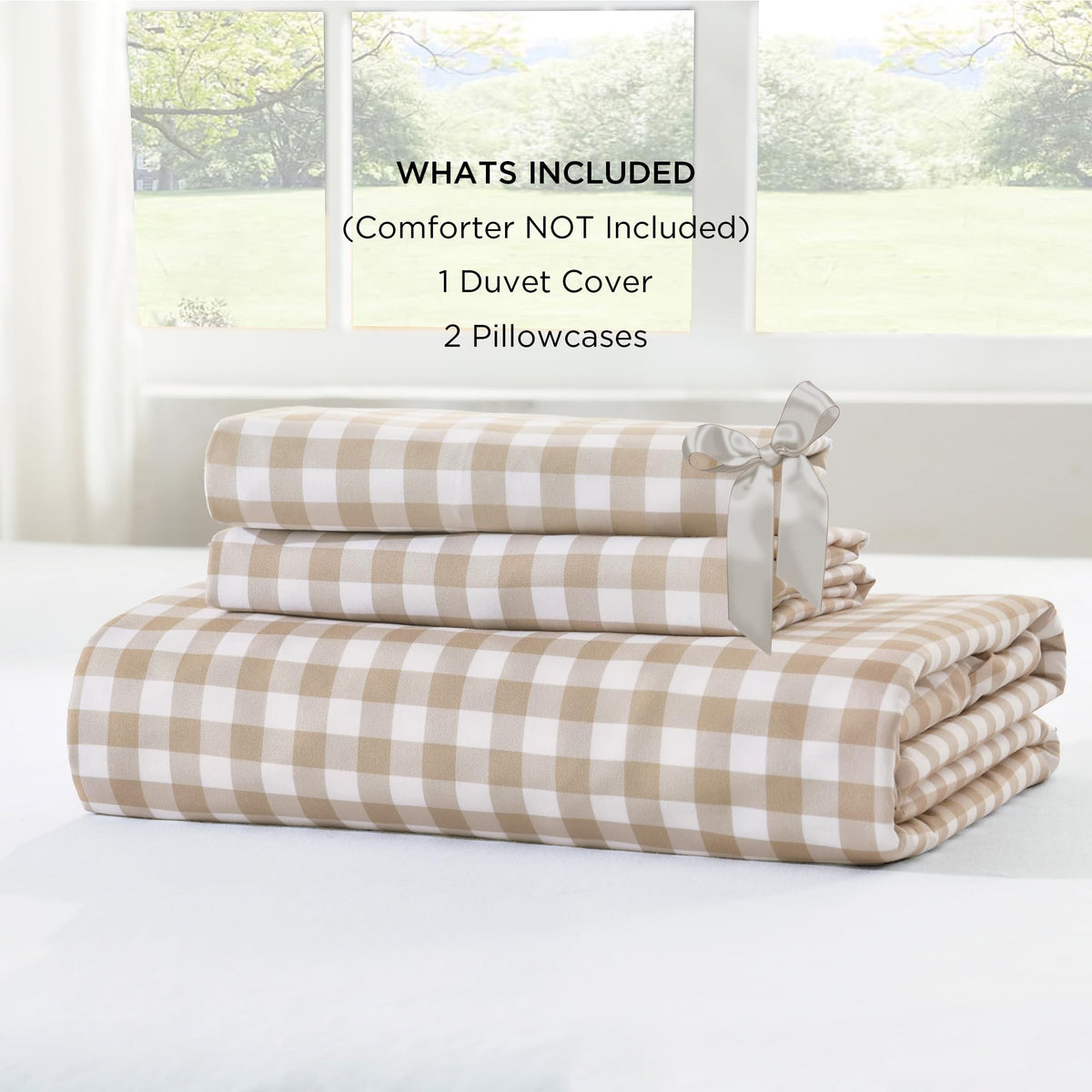 Andency Gingham Duvet Cover Queen farmhouse style complements shabby chic rooms.
