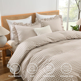 Andency Gingham Duvet Cover Queen fade-resistant fabric stays vibrant.