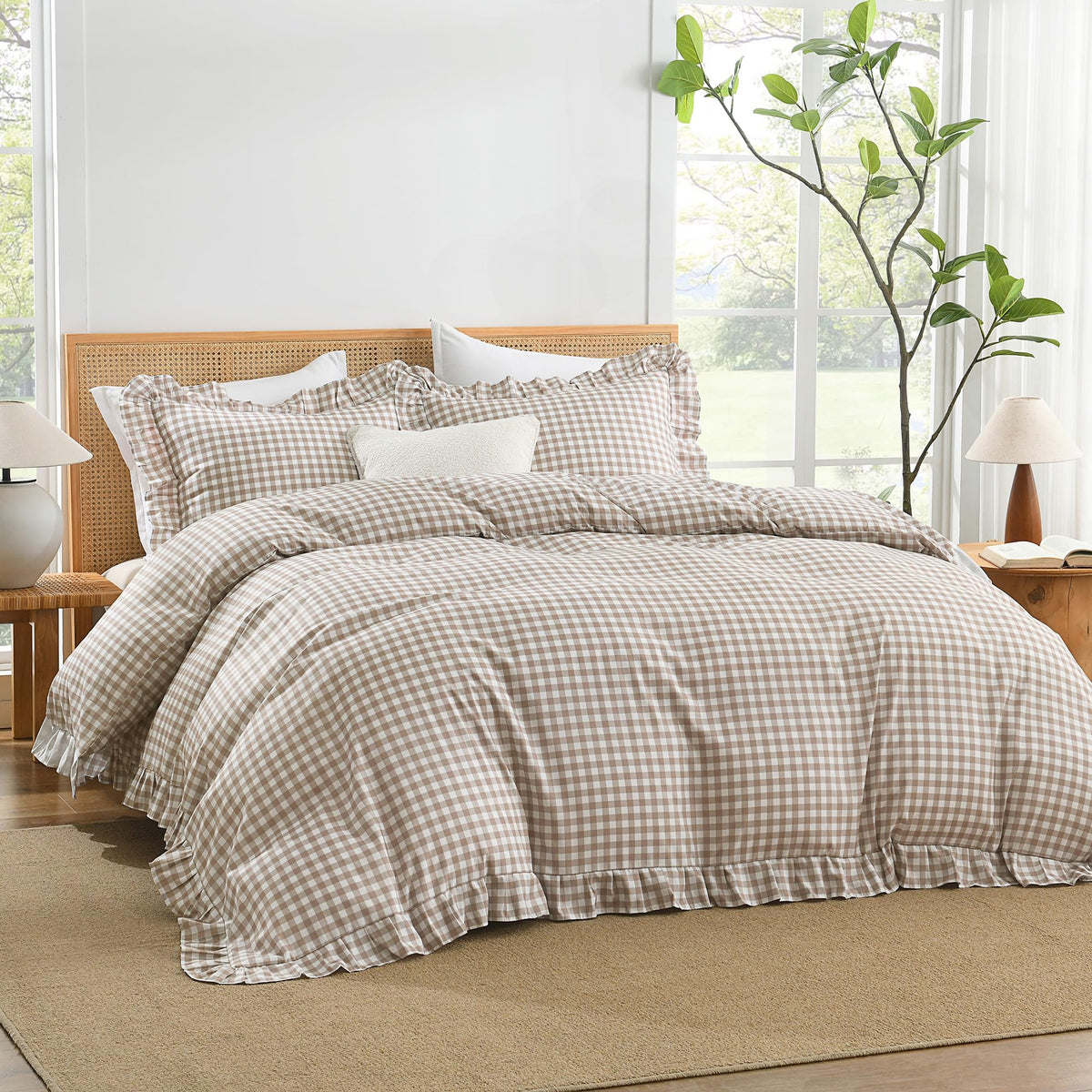 Andency Gingham Duvet Cover Queen hidden zipper closure for simple bed making.