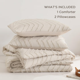 Andency king size comforter beige easy care feature highlighted for busy homes.