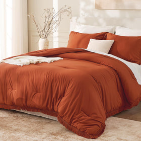 Andency king size burnt orange comforter with tassel edge for stylish warmth.