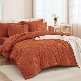 Andency king size comforter burn orange texture close-up shows plush softness