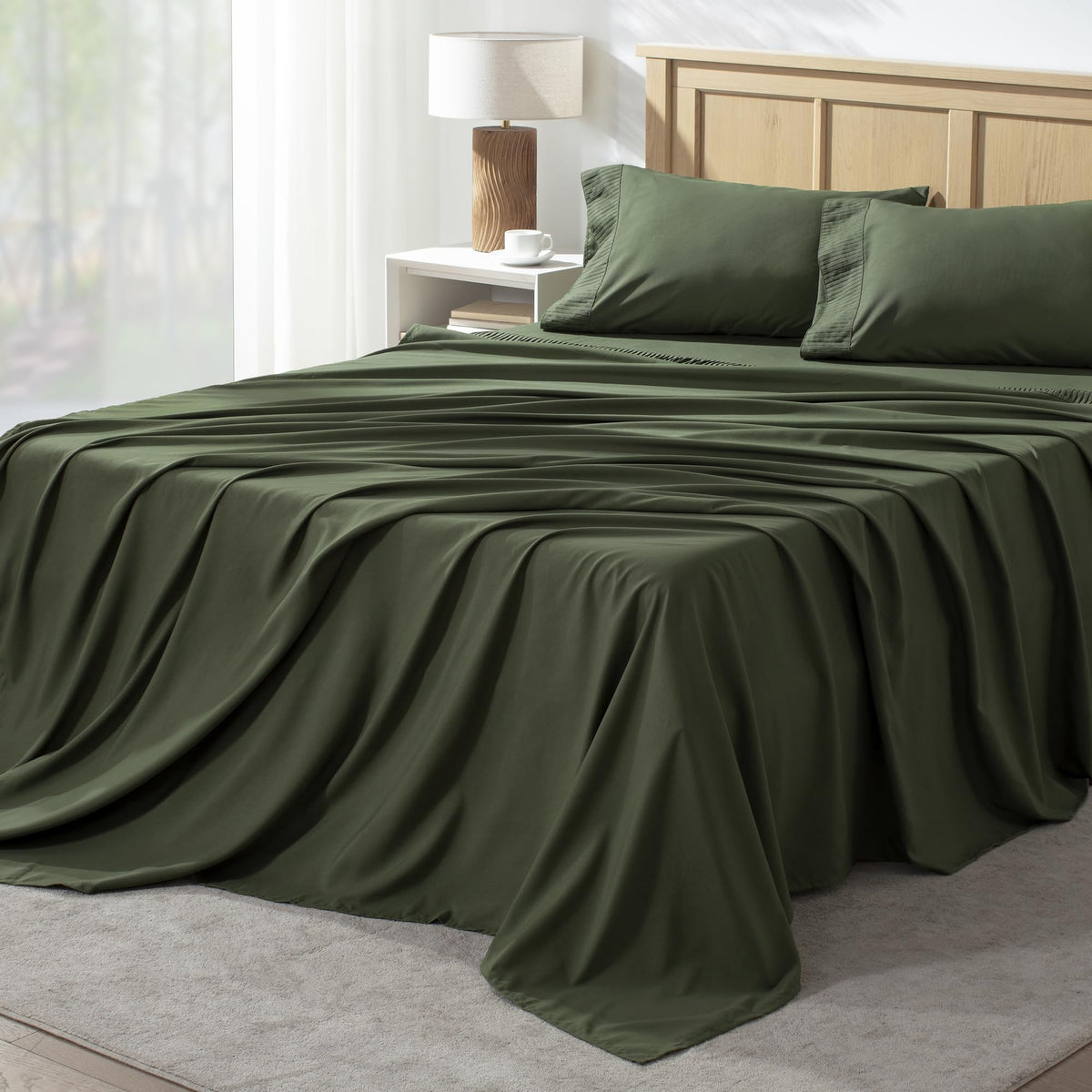Andency Queen Sheet Set with deep pockets designed to fit up to 16 inches for a snug, secure fit