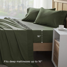 Andency Queen Sheet Set features a pleated design for a refined, hotel-like look