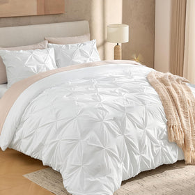 Andency white full-size comforter set pinch pleat detail for stylish bedroom decor