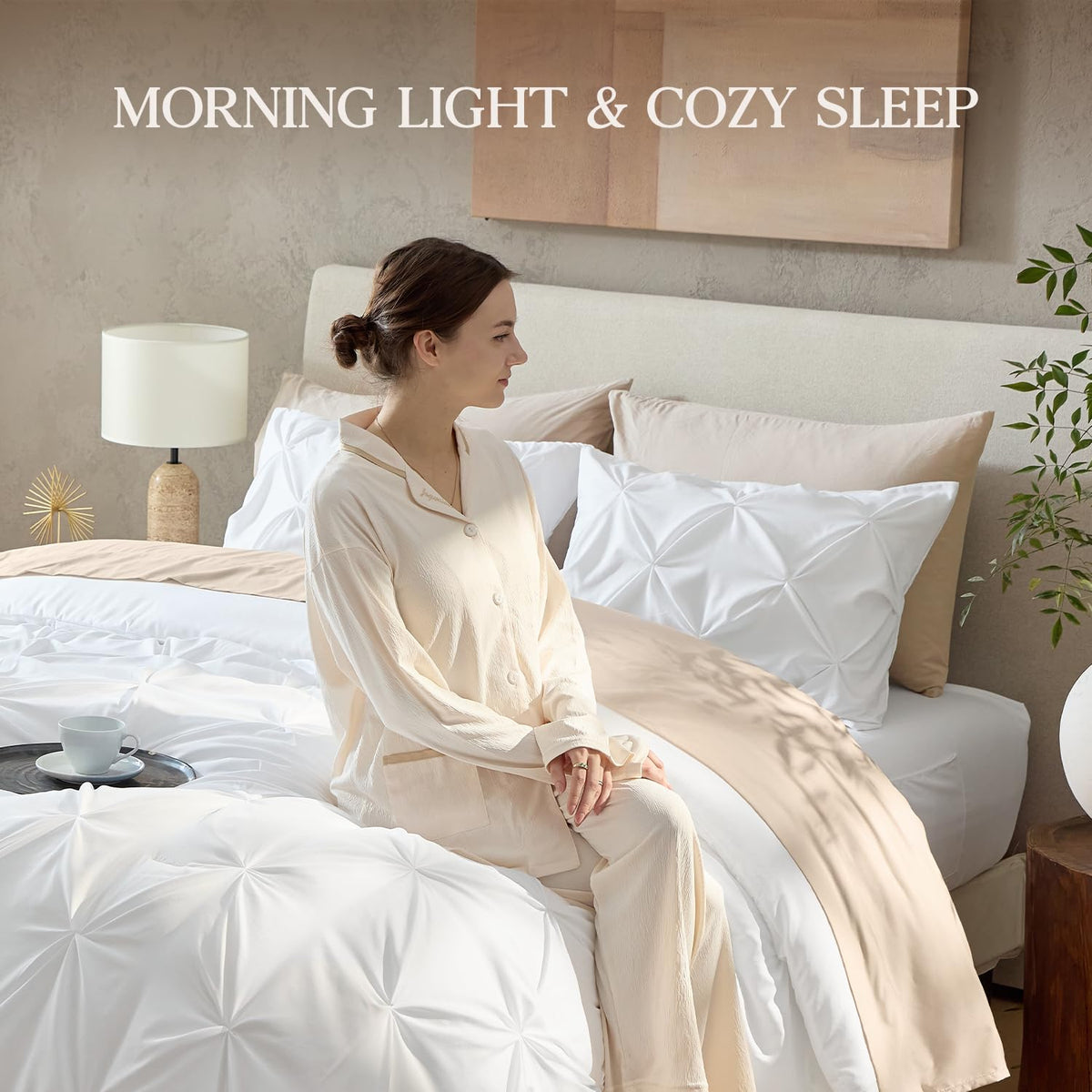 Andency White Queen Comforter Set all-season warmth and lightweight feel