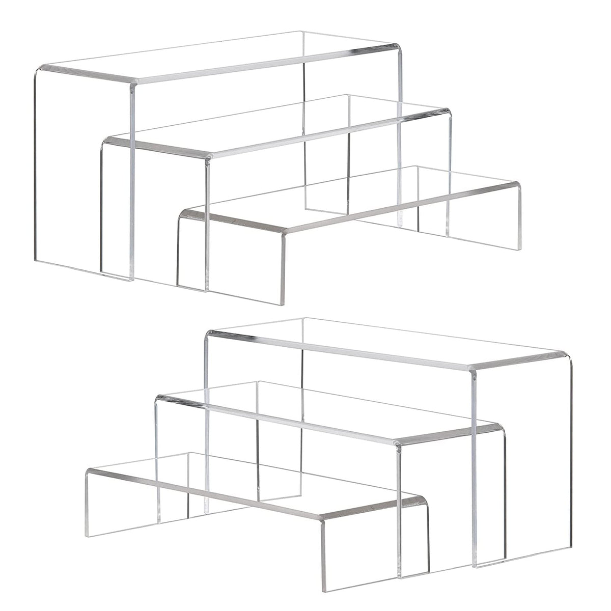 ANDGOO large acrylic display risers with 12x3.9x3.9 front view highlighting jewelry presentation