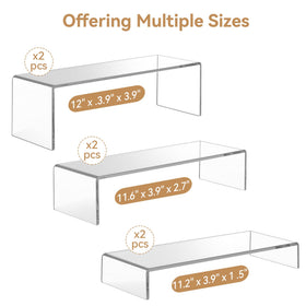 ANDGOO large acrylic display risers side view showing multi-height stacking
