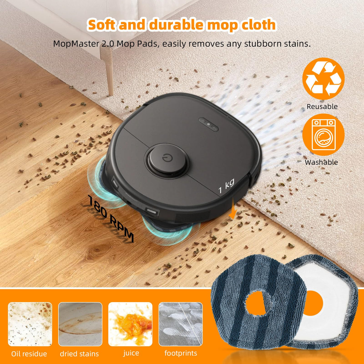 AnDongo mop pads for the Eufy X10 Pro Omni deliver streak-free cleaning.