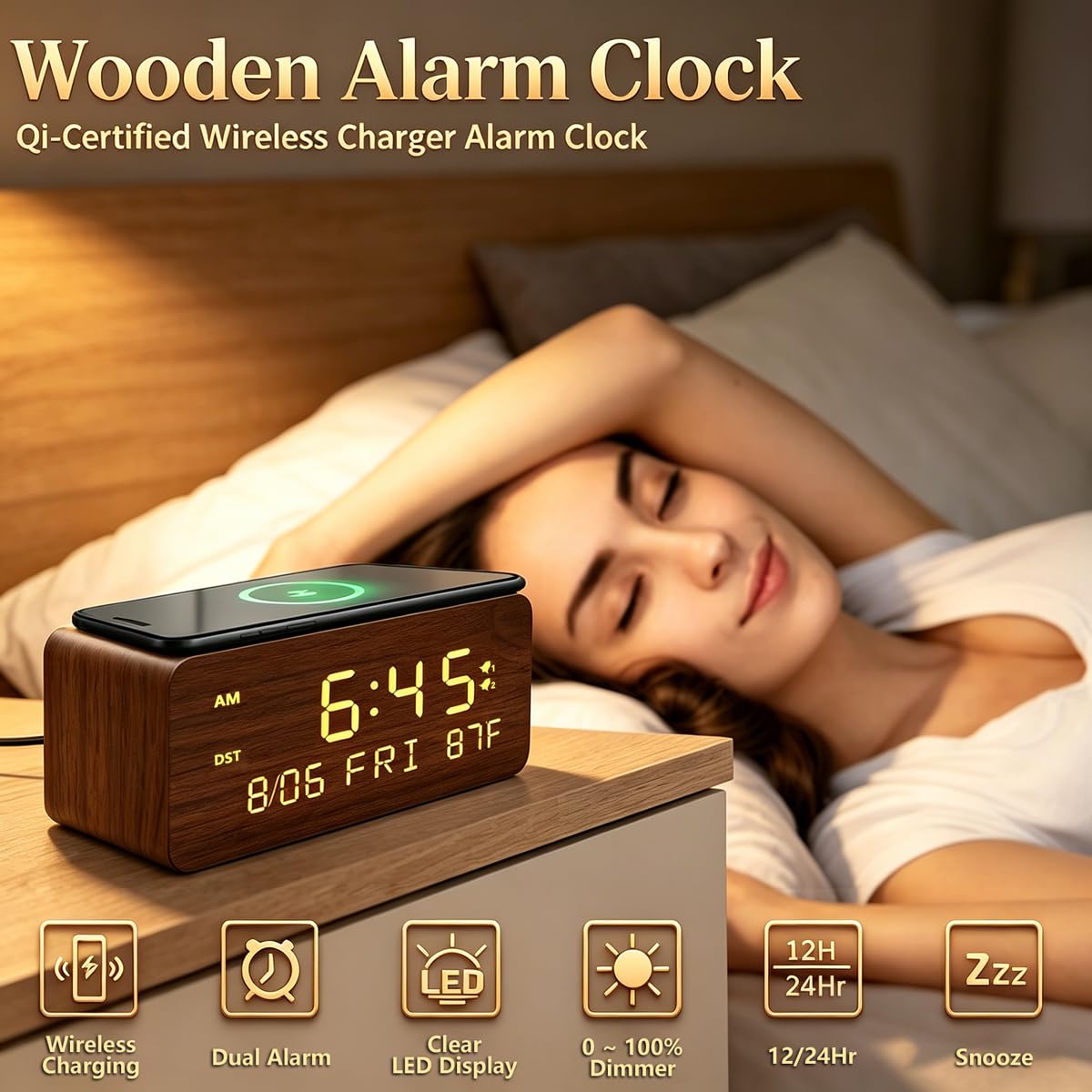 Andoolex wireless charging dock charging a smartphone neatly on top
