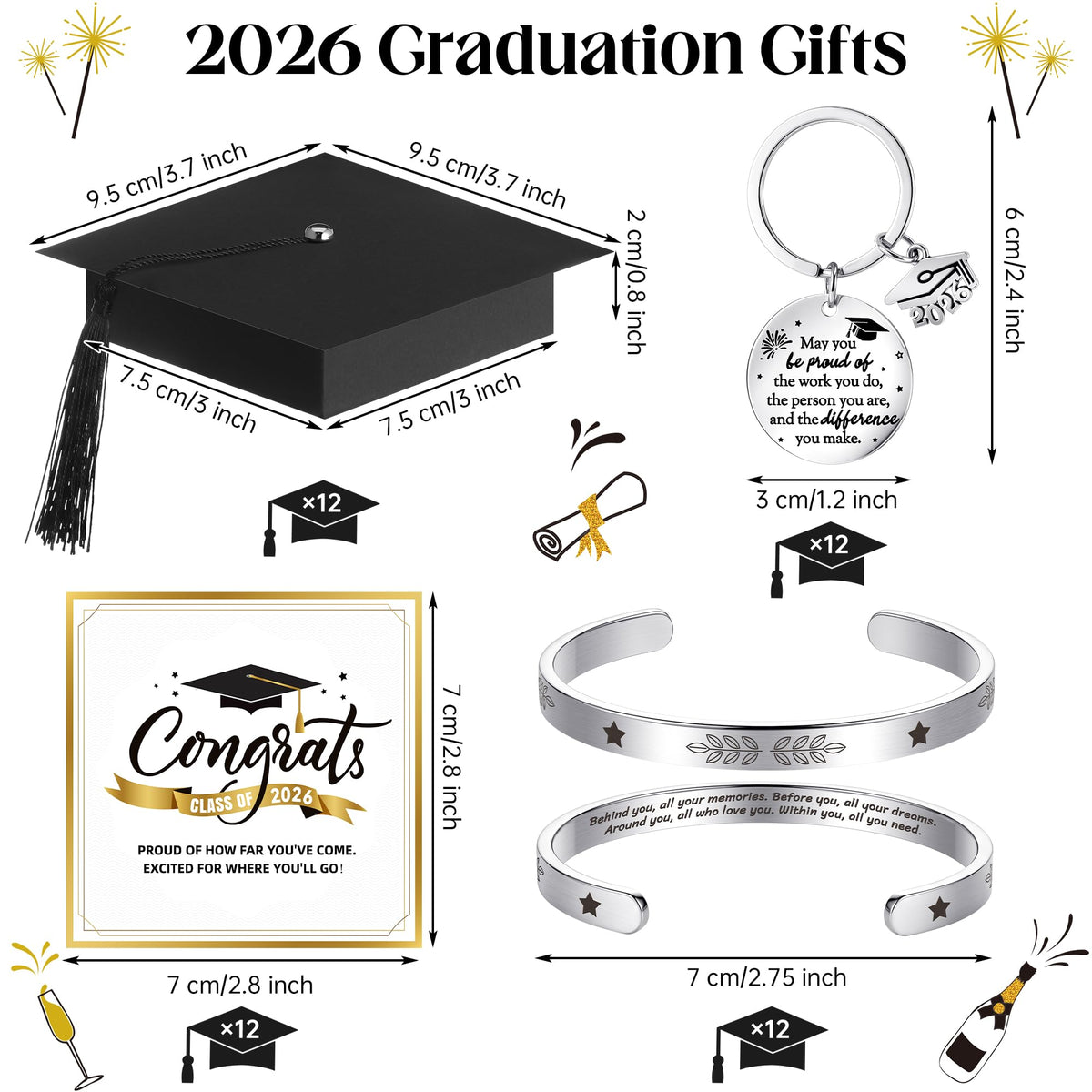 Aneco graduation keychains: 12-piece collection for lasting reminders of achievement