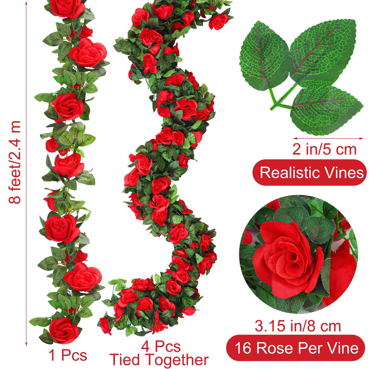 Aneco 32 ft garland connected for fuller floral display at events