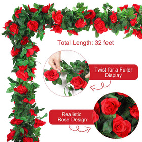 Aneco artificial rose vine hung on a wall elevating party space