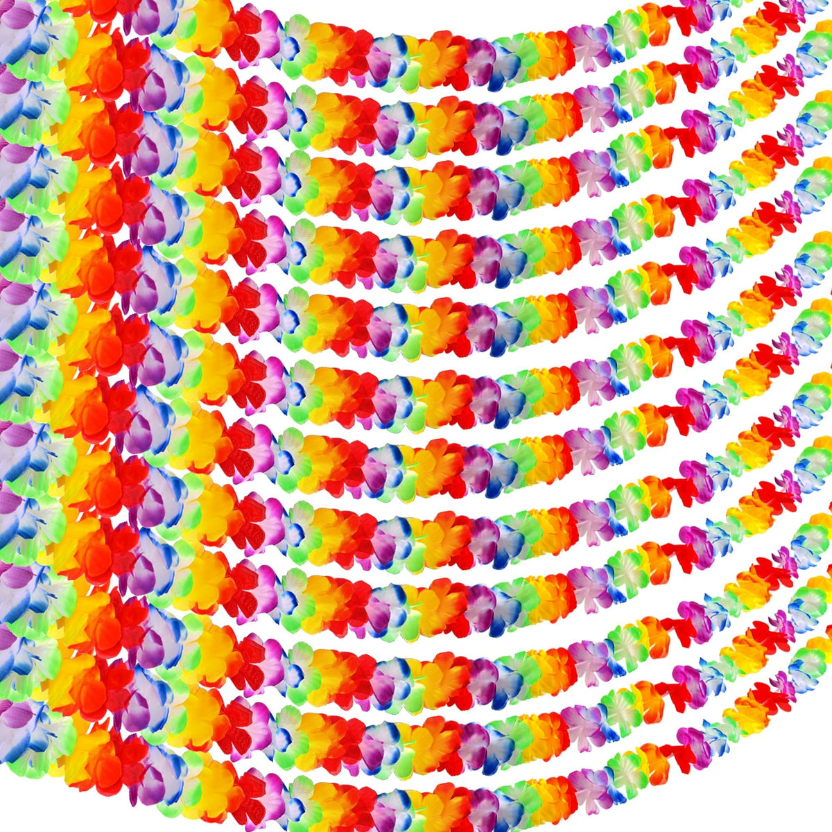 Aneco Hawaiian lei garland 20-pack adds vibrant color to luau party backdrops