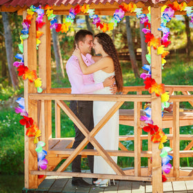 Aneco Hawaiian party colorful flower lei enhances photos and livens any celebration