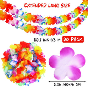 Aneco hibiscus lei garland multicolor close-up highlights soft polyester petals for durable decor